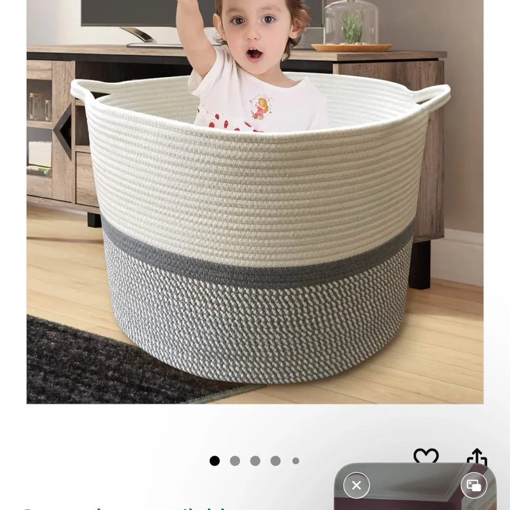 Gray and White Woven Storage Basket - set of 2